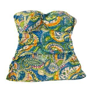 Lauren Ralph Lauren Blue Green Tankini Top Size 8